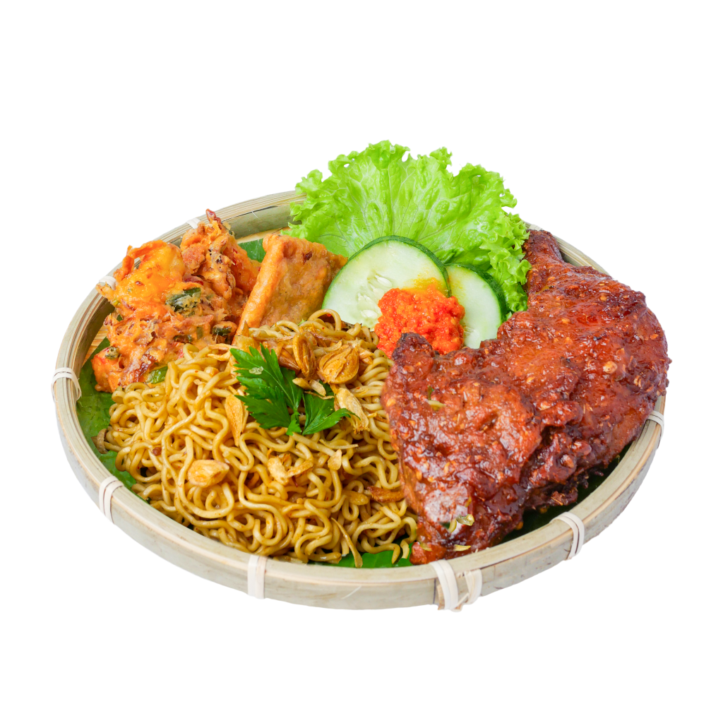 Coriander Fried Chicken with Indomie, Tempeh and Bakwan (Indomie Ayam Ketumbar)